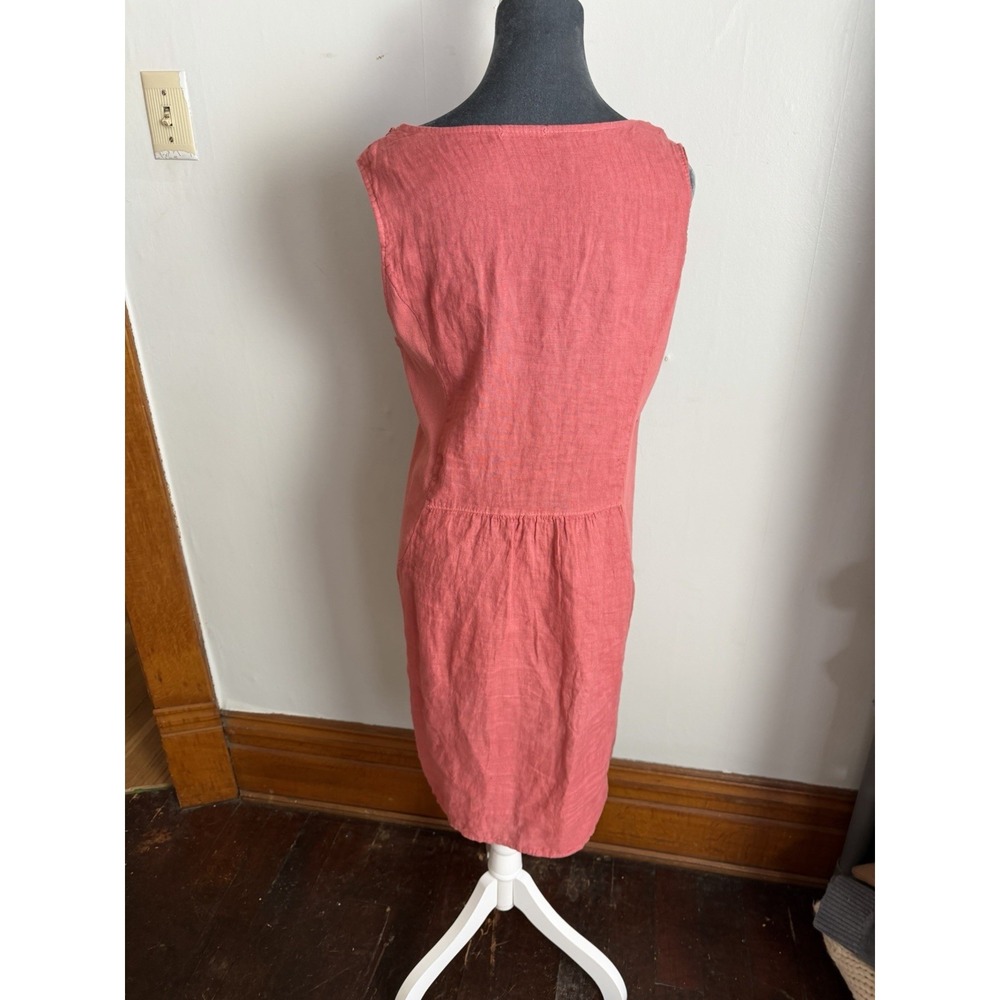 lungo l'arno linen Dress. Pockets Laggenlook Minimalist LG Coral - Picture 5 of 9